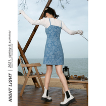 Broken Flower Harnesses one-piece dress for women Summer sleeveless high waist to collect waist and short skirt v Collar Flowers Jacquard Little Fresh Dresses