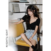 Vintage generous collar lace Chiffon shirt womens summer French retro heart clavicle top Fairy foreign style lace-up shirt