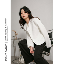 Suit Jacket Woman Spring Autumn Retro High Level Short Long Sleeves Pocket No Collar Design Sensation Little West Suit