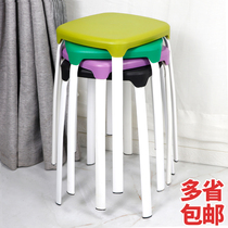 Simple plastic stool round stool home Creative Square stool adult stool color candy color simple small bench