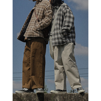 Crisis youth casual pants mens straight loose Tide Basic Joker Japanese overalls solid color Korean autumn trousers