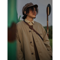 Crisis youth baseball collar long cotton-padded clothes men and women Japanese retro solid color work pocket profile cotton suit tide