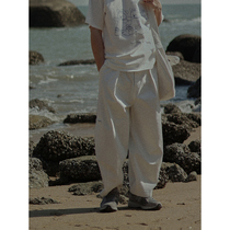 Crisis youth wide-legged solid-color overalls for men and women Japanese loose straight drapes casual trousers
