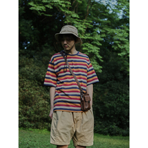 Crisis Youth Day Ensemble T-shirt Men Retro Collage Striped Short Sleeve Women Summer Loose Casual Pure Cotton Round Collar Blouse