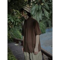 Crisis Youth Vintage Curiocuro T-shirt Pure color Male Summer day Department Brief about half high collar Multi-color trendy loose short sleeves