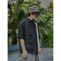 Crisis Youth Black Polo Shirt Summer Men T-Shirt Relaxation Day Department Tide Sign Tide Port Wind Tooling Short Sleeve Shirt