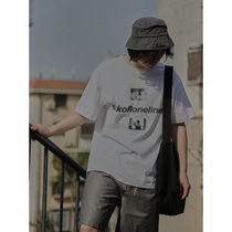 Crisis youth short-sleeved T-shirt male printing loneliness patient personality tide card Japanese summer loose wild white tide t