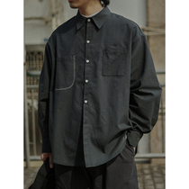 Crisis youth vertical striped shirt male personality design sense Japanese retro long sleeve loose shirt casual top tide