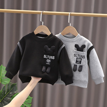 Boys winter fleece sweater autumn and winter children's clothing children's fake two male and female baby cartoon thickened pullover tops
