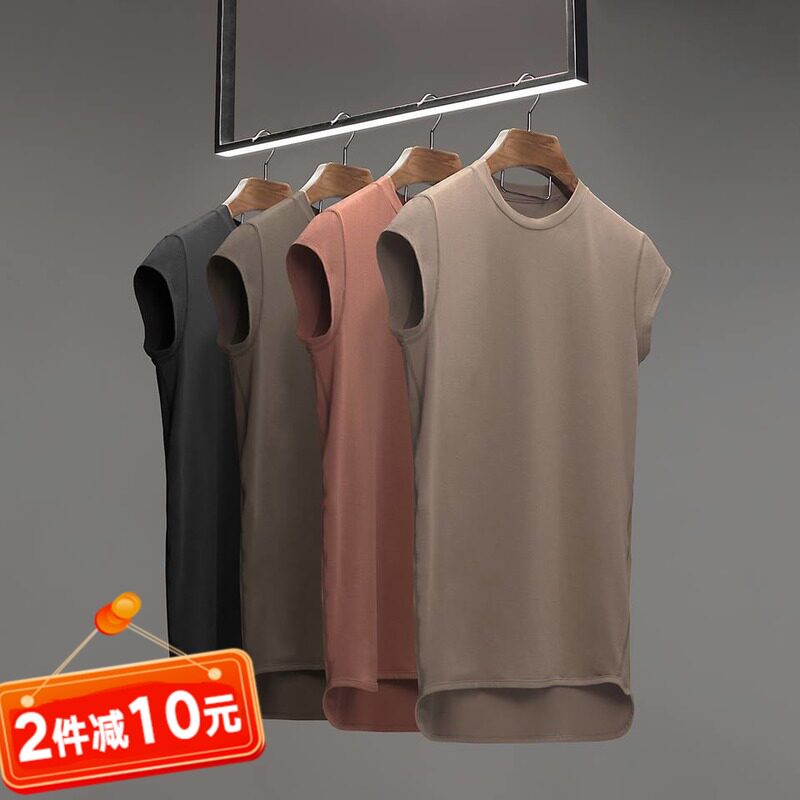 European and American sports kan shoulder sleeveless vest T-shirt for men's summer workout for basketball casual training bodybuilding clothes