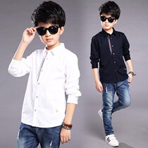 Boy's White Long Sleeve Shirt 8 Children's Cotton Backing Shirt 9-Year-Old Children's Fall Cardigan Jacket Boys Lining Jacket