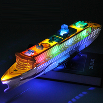 Simulation model electric lighting music Universal large luxury double-deck tour ship non-water toys for men and women