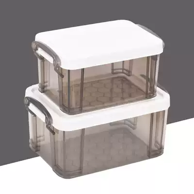 Plastic mini storage box small thick storage box jewelry finishing box hand-held transparent desktop sundries storage