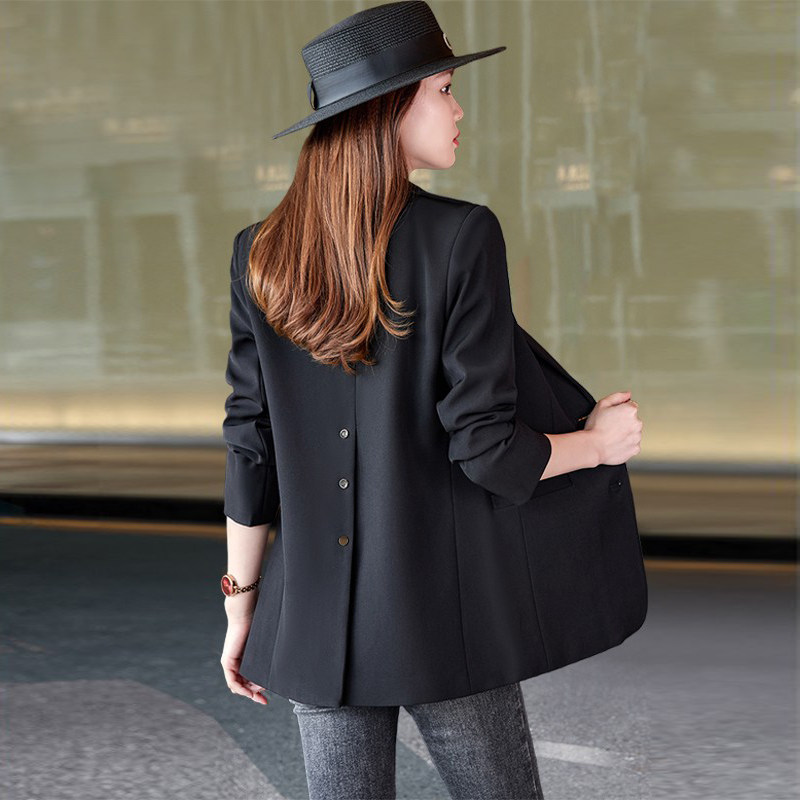 Черный пиджак для костюма, женский 2025 новый весенне-осенний повседневный корейский вариант большого размера, свободный высококачественный осенний костюм fat mm