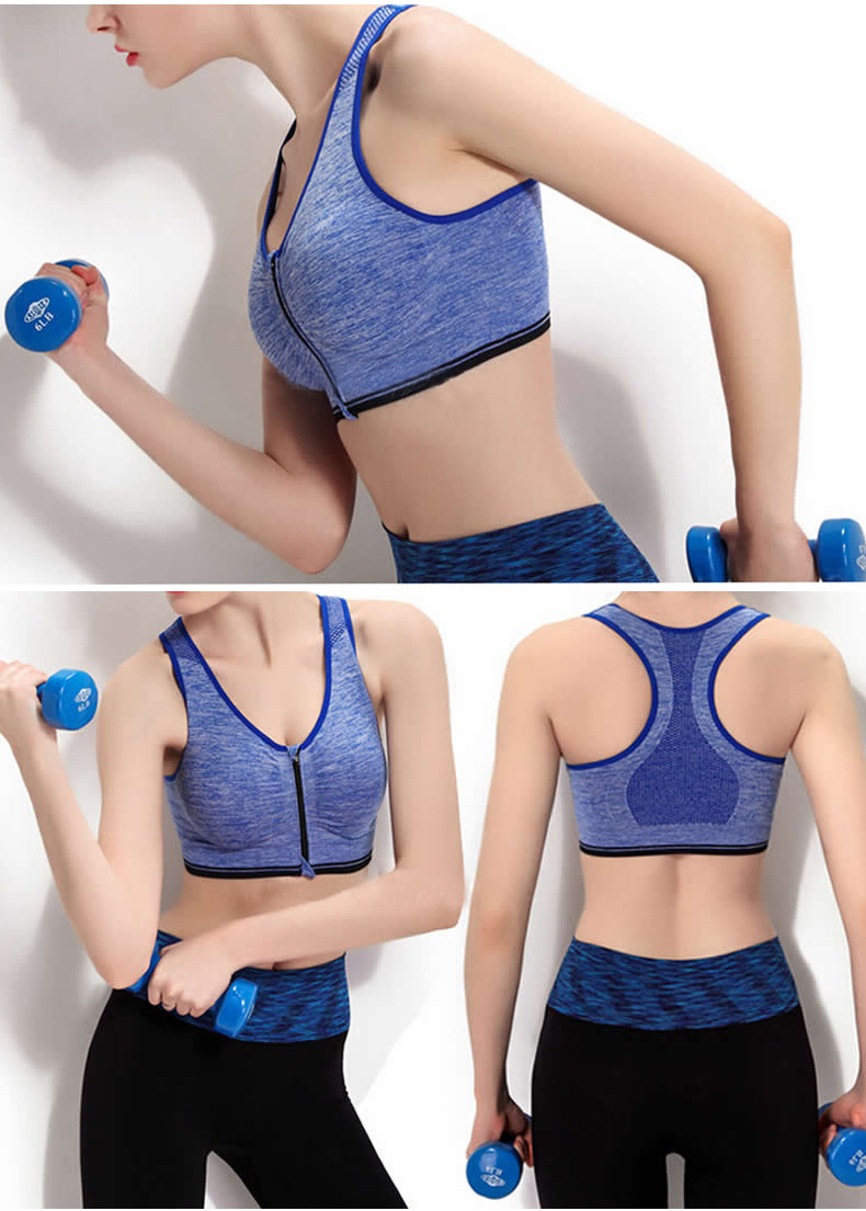 Yoga áo ngực vest ngủ mới dây kéo phía trước chống sốc thu thập không có vành với ngực pad phong trào điều chỉnh đồ lót