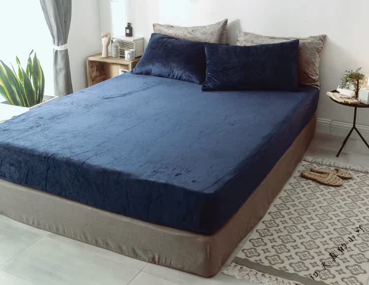 Giường nhung đơn không in ga trải giường đôi mùa thu và mùa đông dày ấm tốt pháp tốt san hô tóc ngắn 210g Ga phủ giường Everon