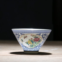 Blue and white porcelain teacup Ceramic Kung fu small teacup Single cup Master cup Tea set Tea set Tea bowl Tea hat cup