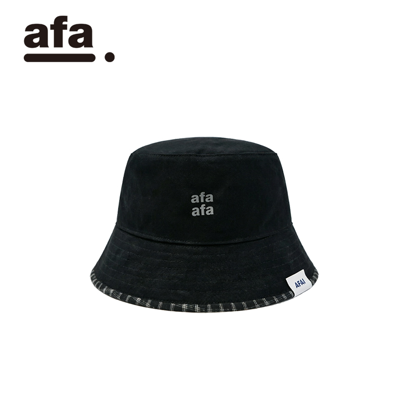 Afai Reflective Printed Retro Fashion Plaid Reversible Unisex Versatile Bucket Hat Color-Blocked Fisherman Hat
