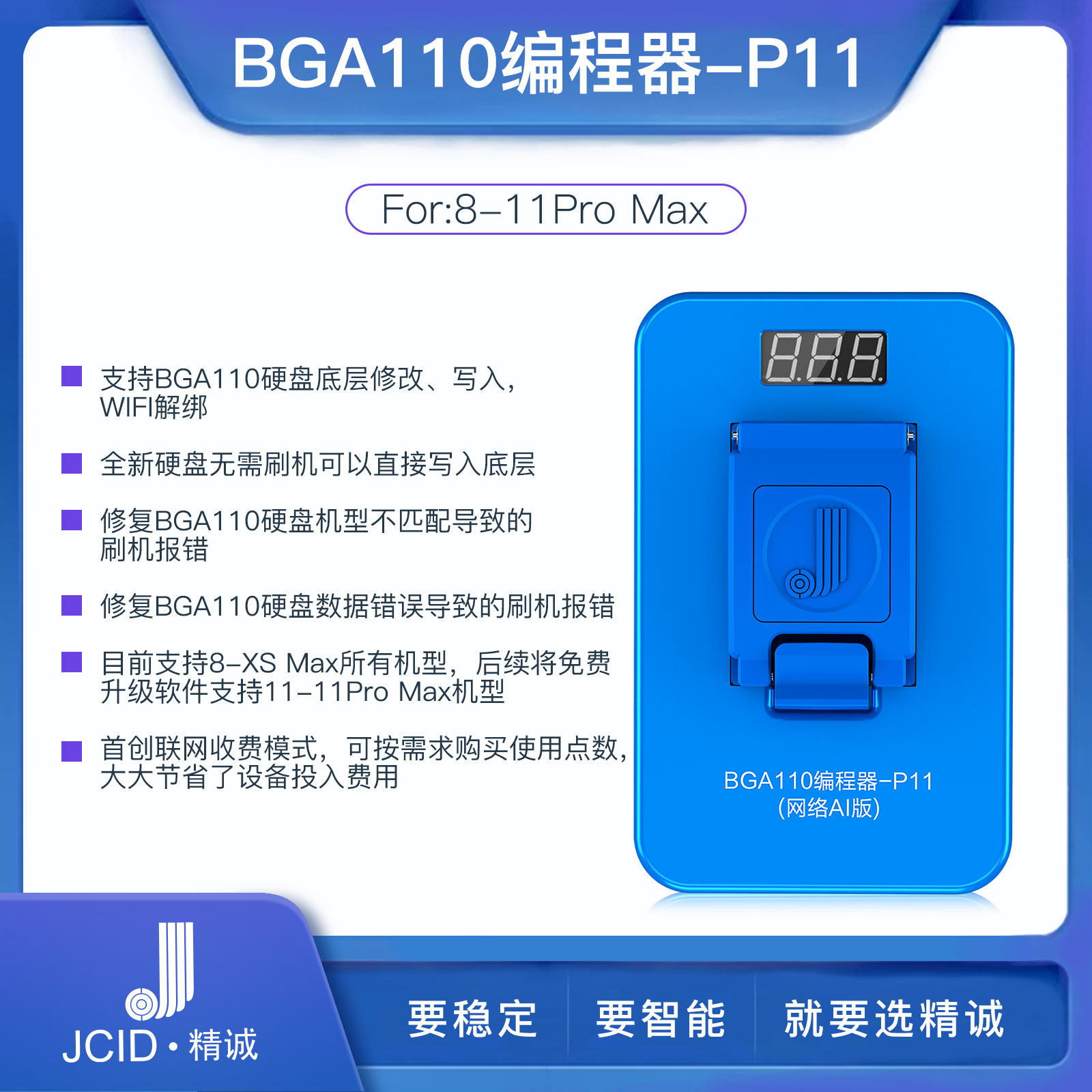 JC Seidefers BGA110 Formula Designer -P11 supports all models of the 8-11Pro Max