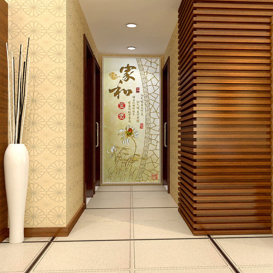 大型壁畫客廳背景牆布5d立體壁紙不織布壁紙家和富貴玄關走廊過道