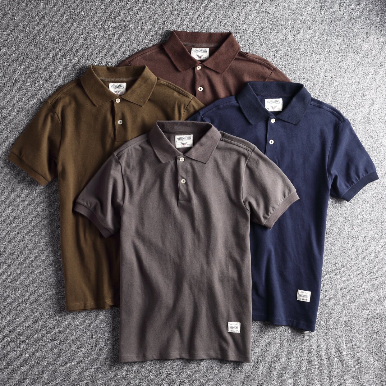 美式复古翻领素色POLO衫夏季新品