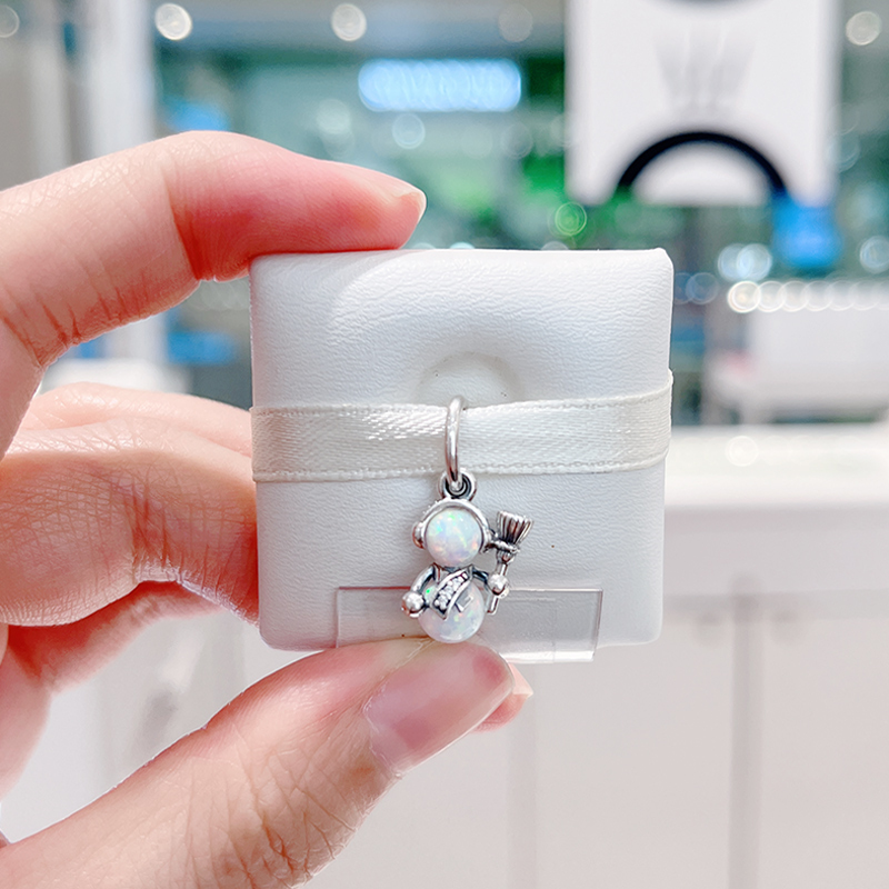 Pandora Milky White Snowman Pendant 792981C01 Bracelet Necklace Gift for Women Unique