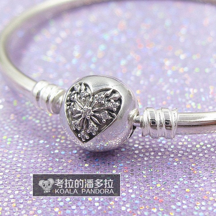 Vòng koala Pandora Pandora "Bạn làm tan chảy trái tim tôi" vòng tay chữ bông tuyết 596404CZ đá thạch anh tóc vàng