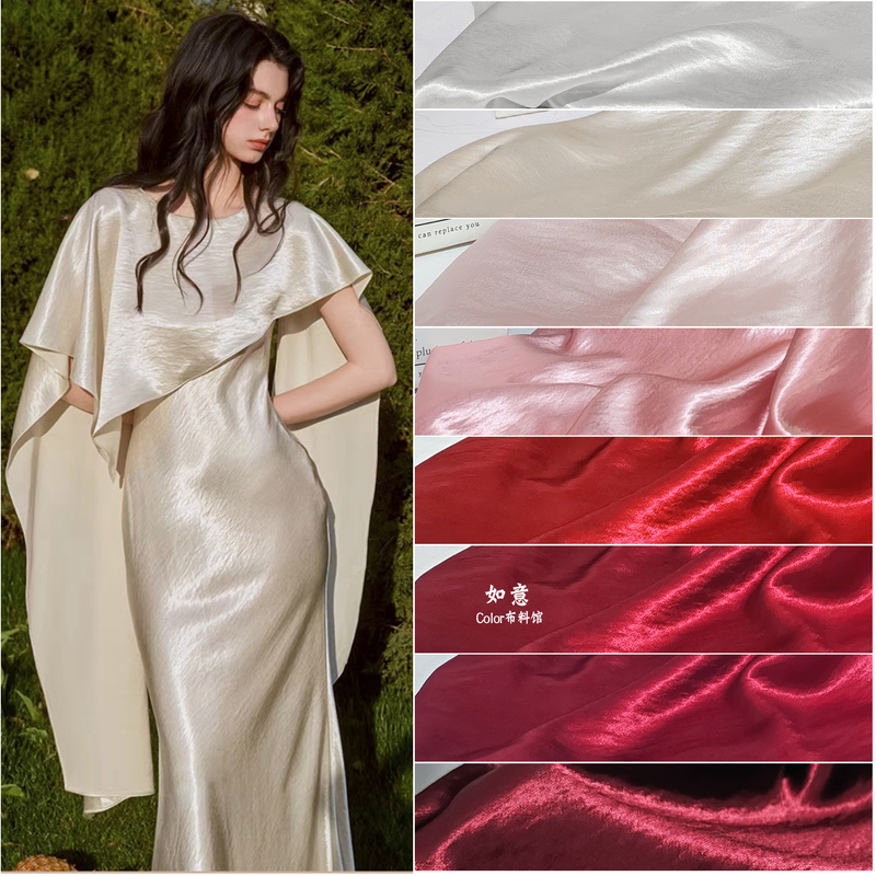 Heavyweight Silk-Like High-Quality Acetate Satin Wrinkle-Resistant Drapey Dense Fabric for Skirts, Coats, and Suits Heavyweight Silk-Like High-Quality Acetate Satin Wrinkle-Resistant Drapey Dense Fabric for Skirts, Coats, and Suits