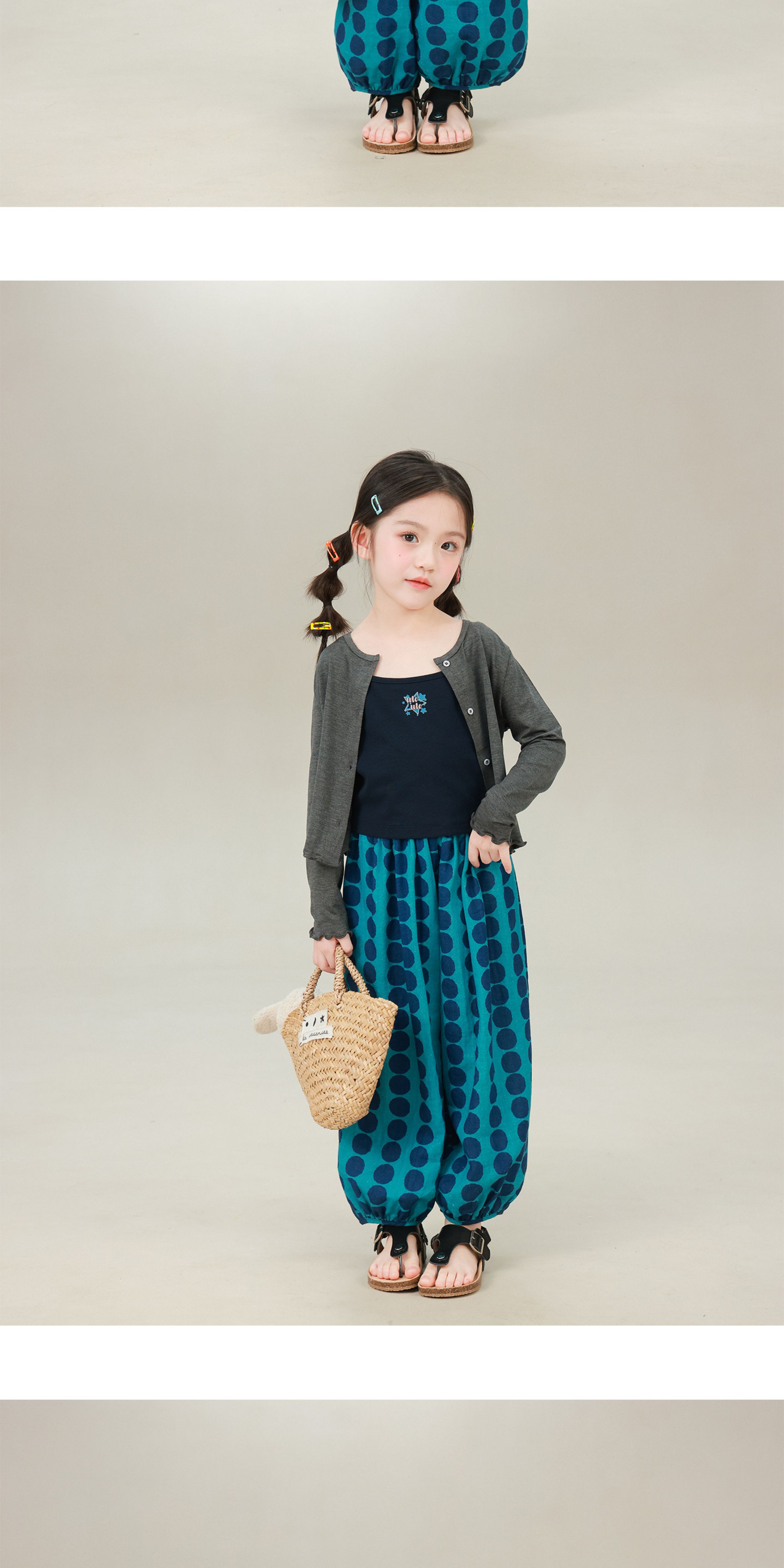 Big-Eared Elephant Girl's Polka Dot Plaid Walking Pants 2026 Summer New Style Baby Pure Cotton Loose Breathable Lantern Pants — 42