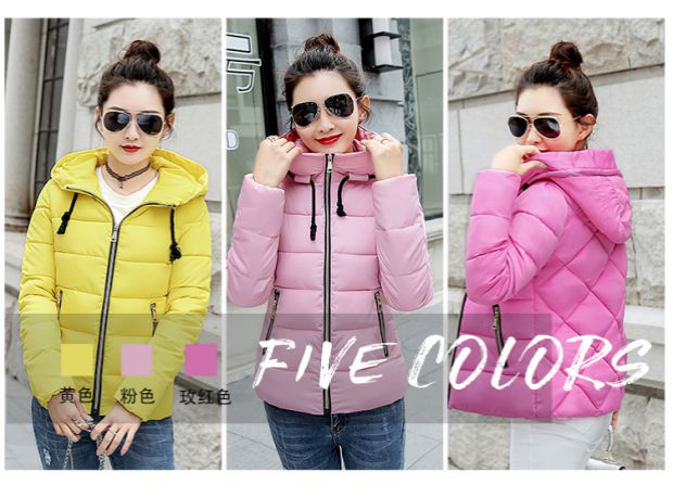 Áo chống phồng cotton nữ mùa 2018 ngắn thời trang Hàn Quốc áo khoác trùm đầu trùm đầu mỏng xuống áo khoác mùa đông áo phao nữ dáng dài