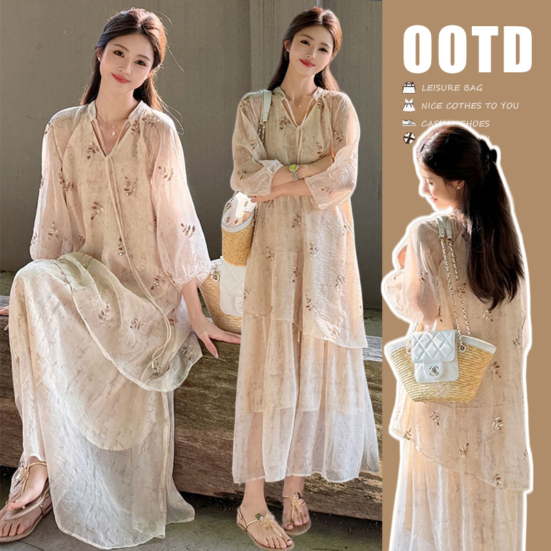 Maternity Wear Summer Dress, Fashionable New Chinese Style, National Style Pregnancy Outfit, Plus Size, Slimming, Not Revealing Pregnancy, Long Dress, Summer Wear