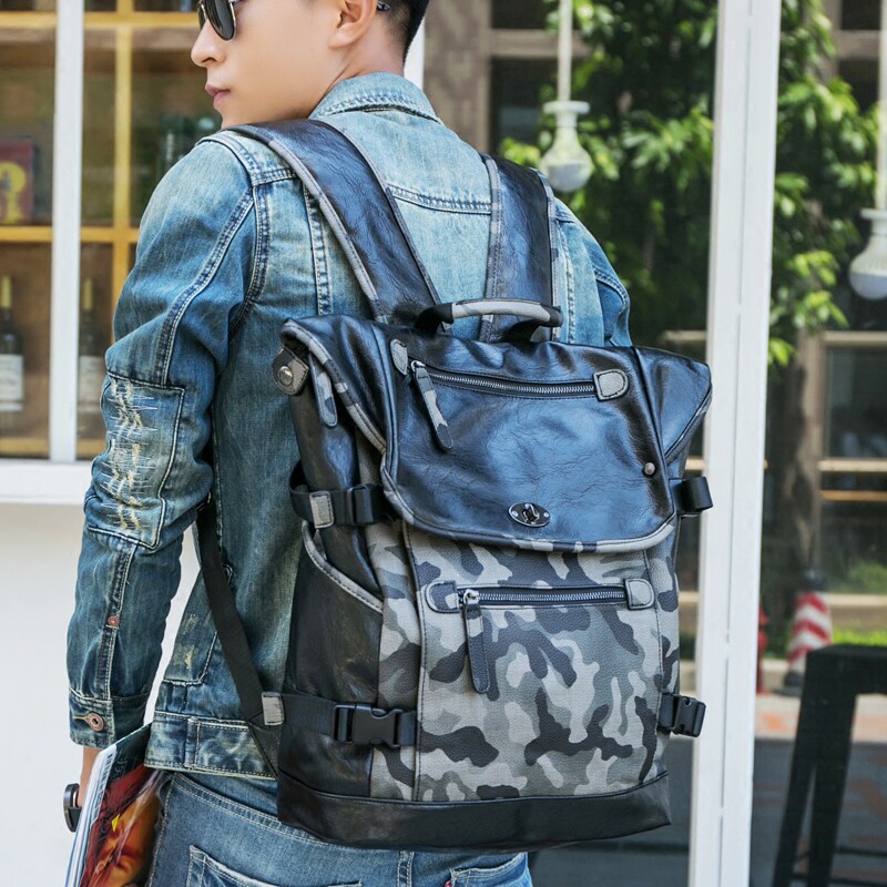 Camaradis Bag Men Genuine Leather College School Bag Computer Bag Men's Double Shoulder Bag Large Capacity Travel Bag Fashion Trends