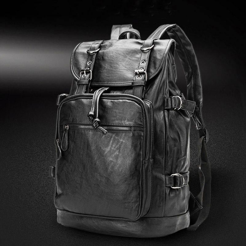 Men's bag Double shoulder bag Male Shoulder Bag Casual Han Edition Students Fashion Trends Genuine Leather Bull Leather Large Capacity Travel Bag