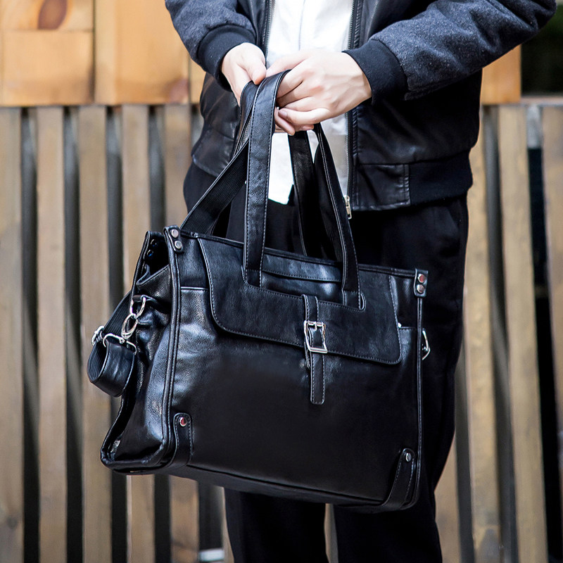 Men's Hand bag Korean business retro leather briefcase horizontal shoulder bag men's travel bag casual oblique back bag