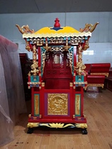 Solid wood lift palanquin temple Zong Ancestral Hall God Palanquin large fragrant Zhangwood Buddha sedan with gold wood sculpted Buddha statue