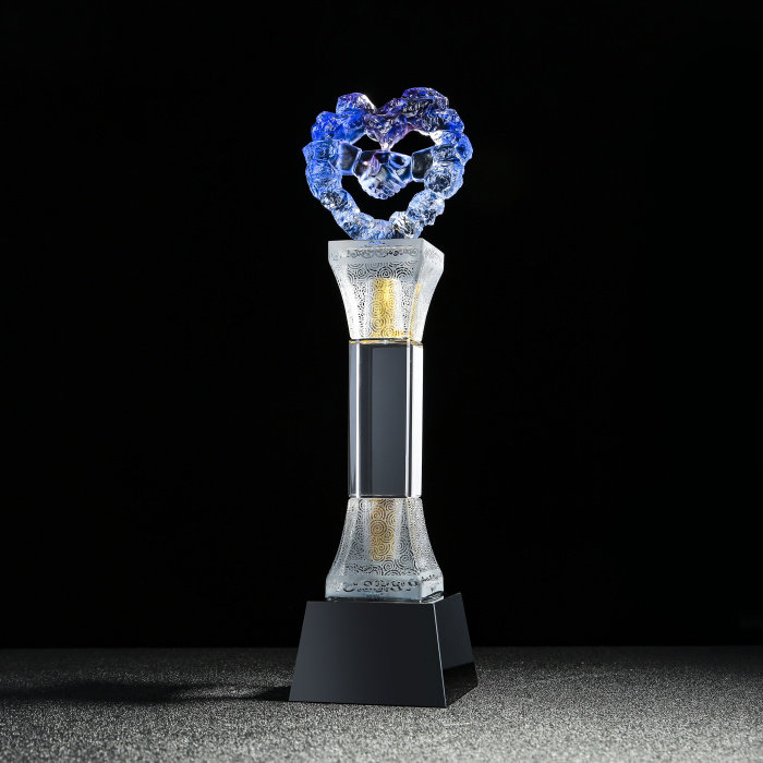 Flourishing Ancient Method Glazed Crystal Trophy Custom Memorabilia 10 Anniversary of the Crystal Trophy Loving Cooperation Trophy