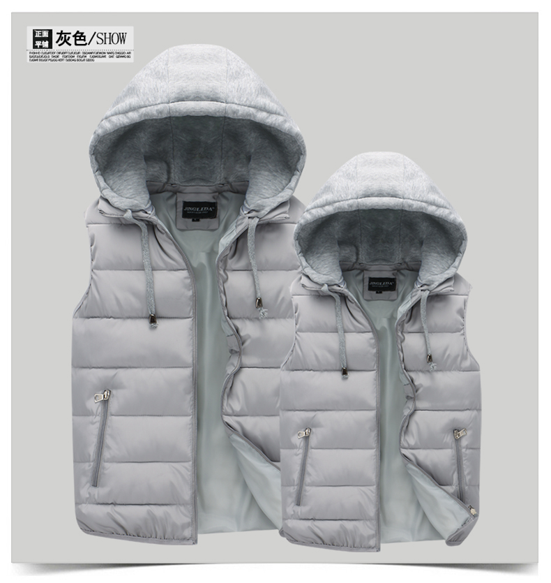 Mùa đông tùy chỉnh trùm đầu xuống áo bông in ấn Ấn Độ LOGO dày nam và nữ áo vest cotton làm việc quần áo in và in vest khoác nam