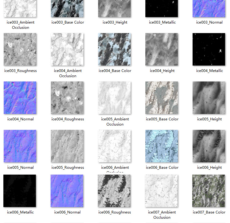 10款2K高清冬雪冰川冰面破冰无缝pbr无缝纹理材质贴图