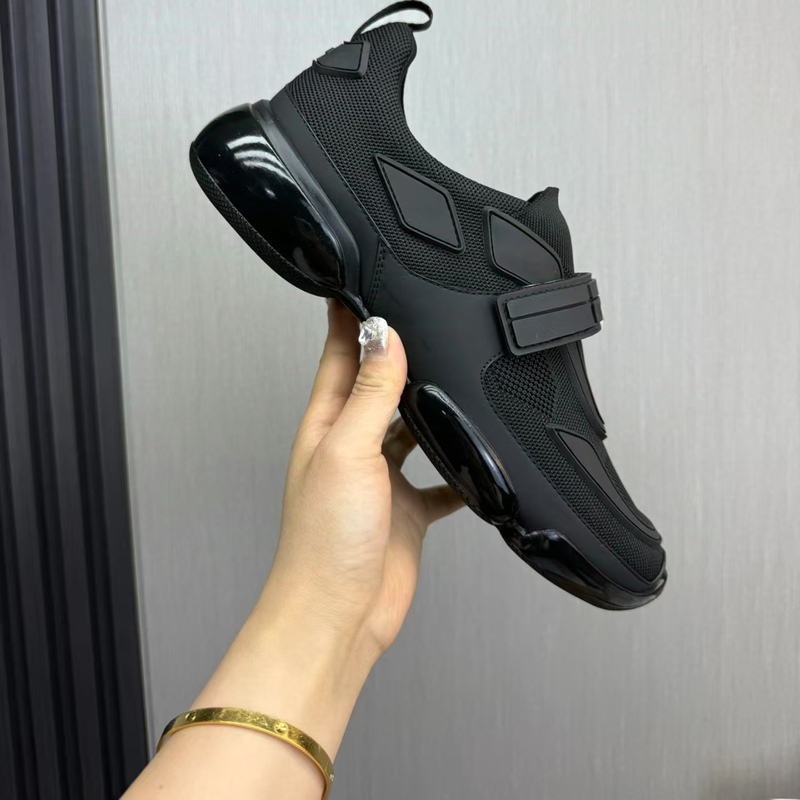European Style Velcro Men's Shoes Breathable Fabric Air Cushion Sole 2025 Autumn Lazy Trendy Shoes Sports Light Luxury Black