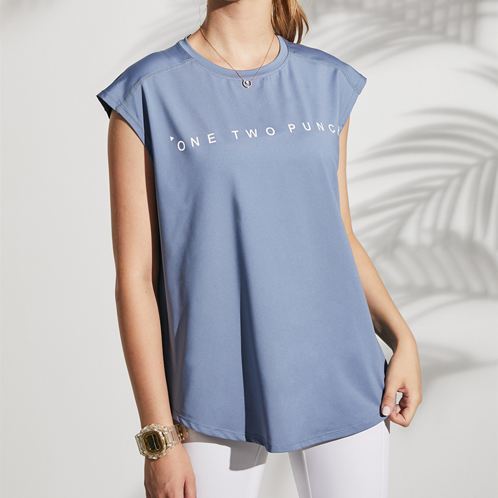 Sleeveless English loose sports vest women's summer net celebrity fitness running sports yoga clothes women's T-shirt women's blouse