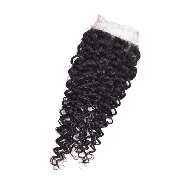8A 4 * 4 curly brazilian Human Hair closure Small volume real person block