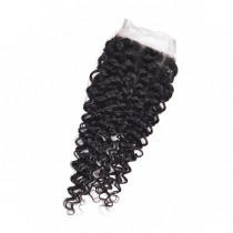 8A 4*4 Curly Brazilian Human Hair Lace Closure small volume real Hair block