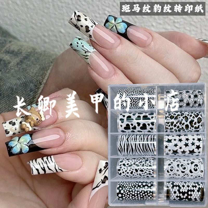 10 Types of Autumn and Winter Nail Art Transfer Paper Zebra Pattern Leopard Pattern Cow Pattern Snake Pattern Polka Dot Nail Starry Sky Adhesive Printing Paper 10 Types of Autumn and Winter Nail Art Transfer Paper Zebra Pattern Leopard Pattern Cow Pattern Snake Pattern Polka Dot Nail Starry Sky Adhesive Printing Paper