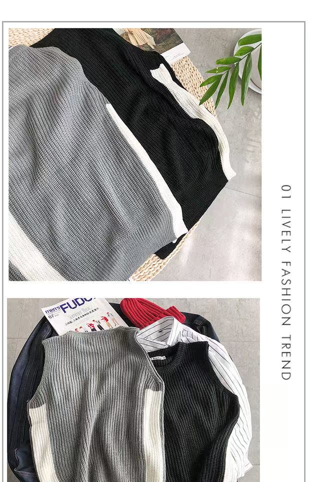 18 mùa thu và văn học mới cổ tròn đan áo vest nam và nữ vest không tay áo len áo len vai vest sinh viên vest nam đẹp