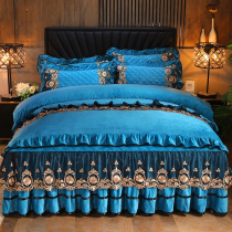 European Milk Crystal Flag Bedshirt Four Pieces Winter Weeks Heat Double-sided Confused