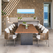 Outdoor table and chair courtyard model house villa restaurant bar aluminum rattan chairs outdoor terrace casual teak furniture