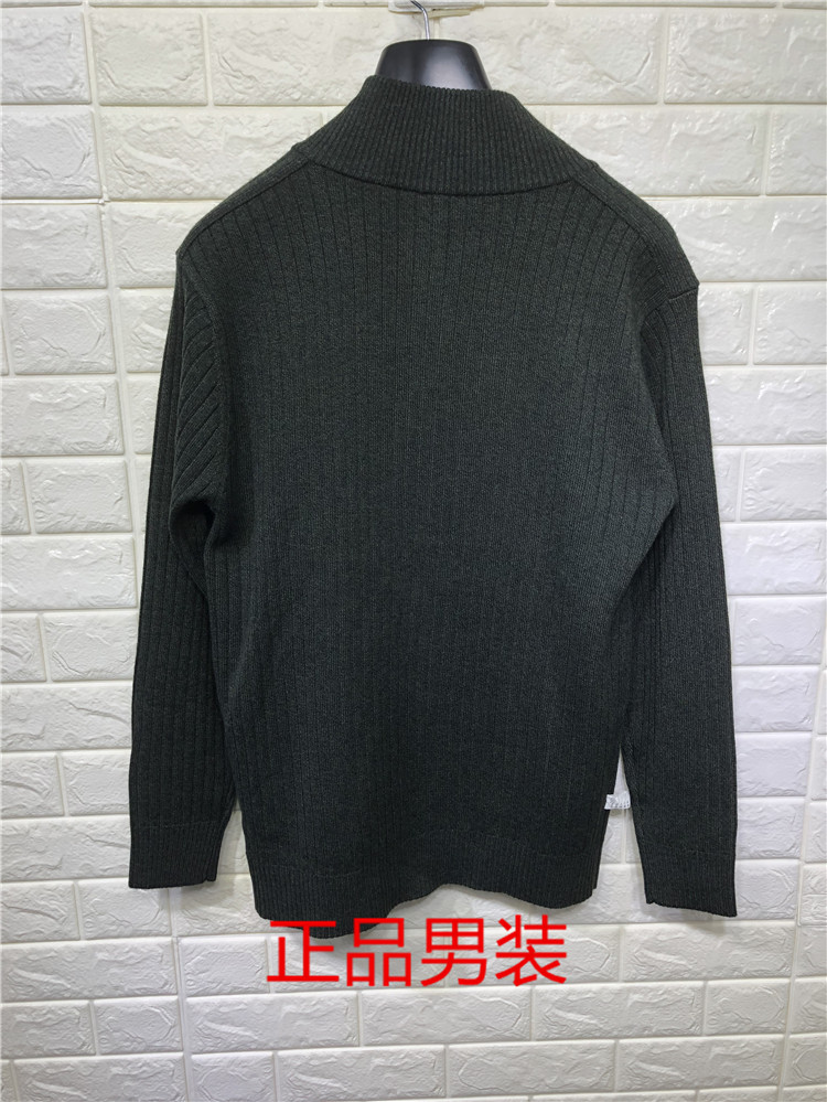Bộ đếm thời trang thu đông chính hãng thời trang mới kinh doanh Slim 100% len không thể mua được áo len cardigan có dây kéo 2 màu áo sơ mi nam