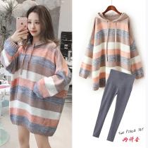 Pregnant women winter clothing set autumn and winter fashion 2020 new spring clothing thick winter long sweater tide mother coat