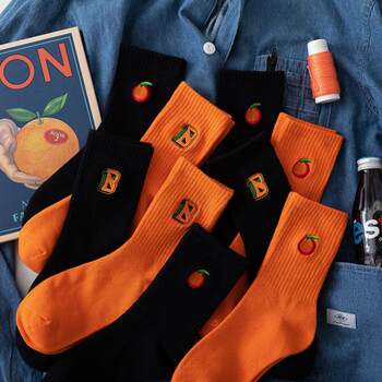 Embroidered retro black fruit small size sports socks