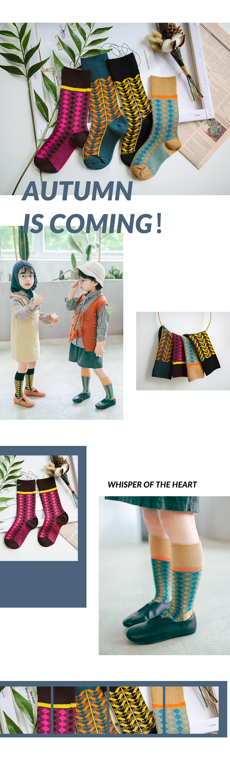 2 đôi tất trẻ em gió quốc gia dày dòng nghệ thuật retro thủy triều trẻ em vớ đường phố totem bé trai vớ 1-8 tuổi tất sơ sinh